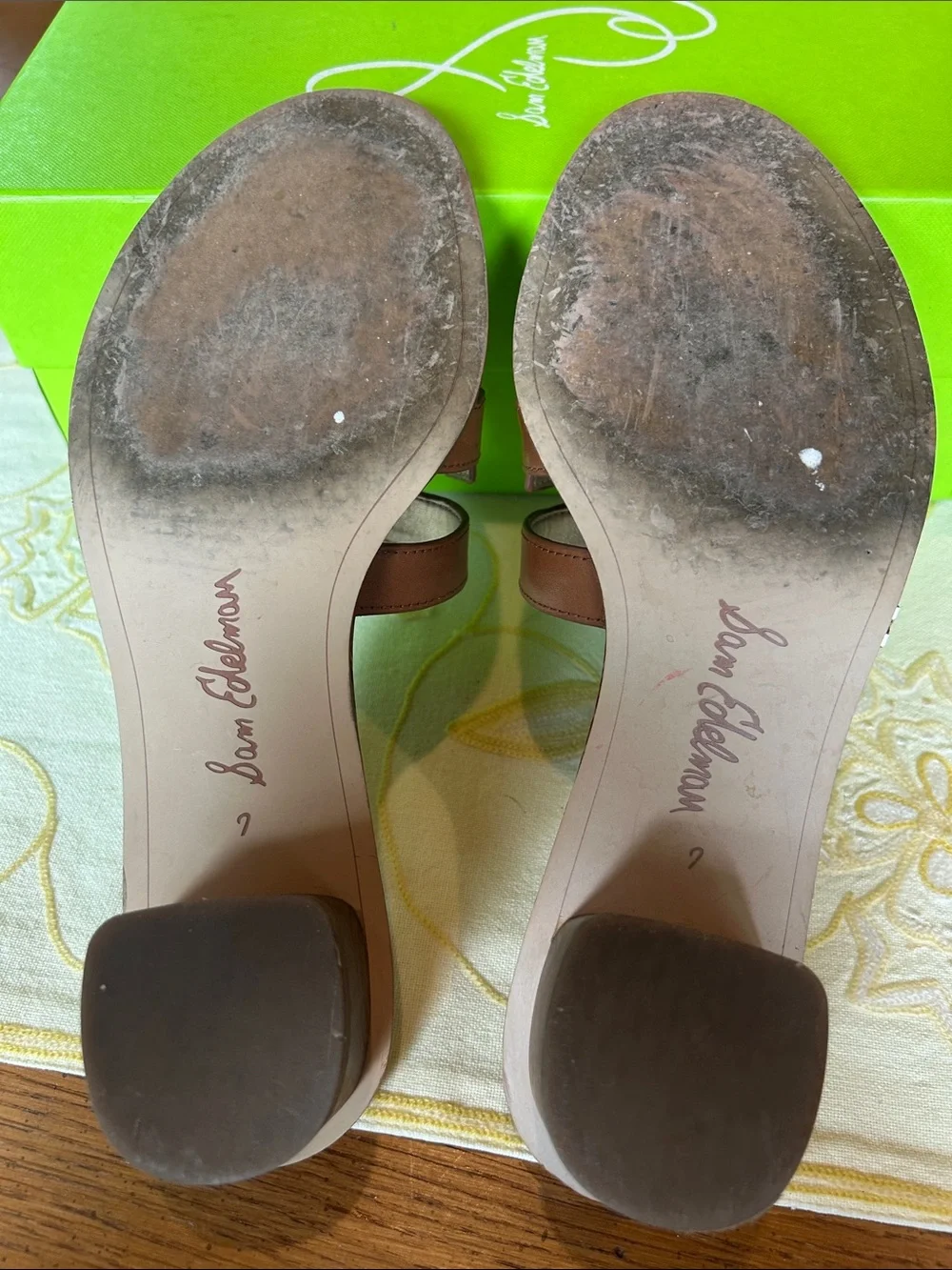 Sam Edelman Womens Brown Leather Slide Sandals